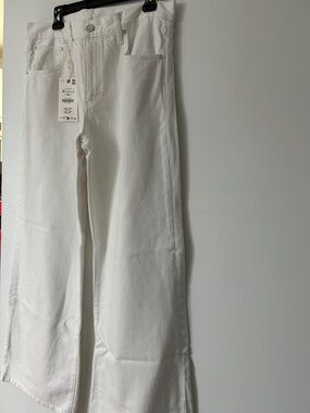 ZARA White Wide-Leg Jeans with Tag